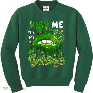 It'S My 95th Birthday St. Patrick'S Day Shamrocks Cute Lips Kids Sweatshirt