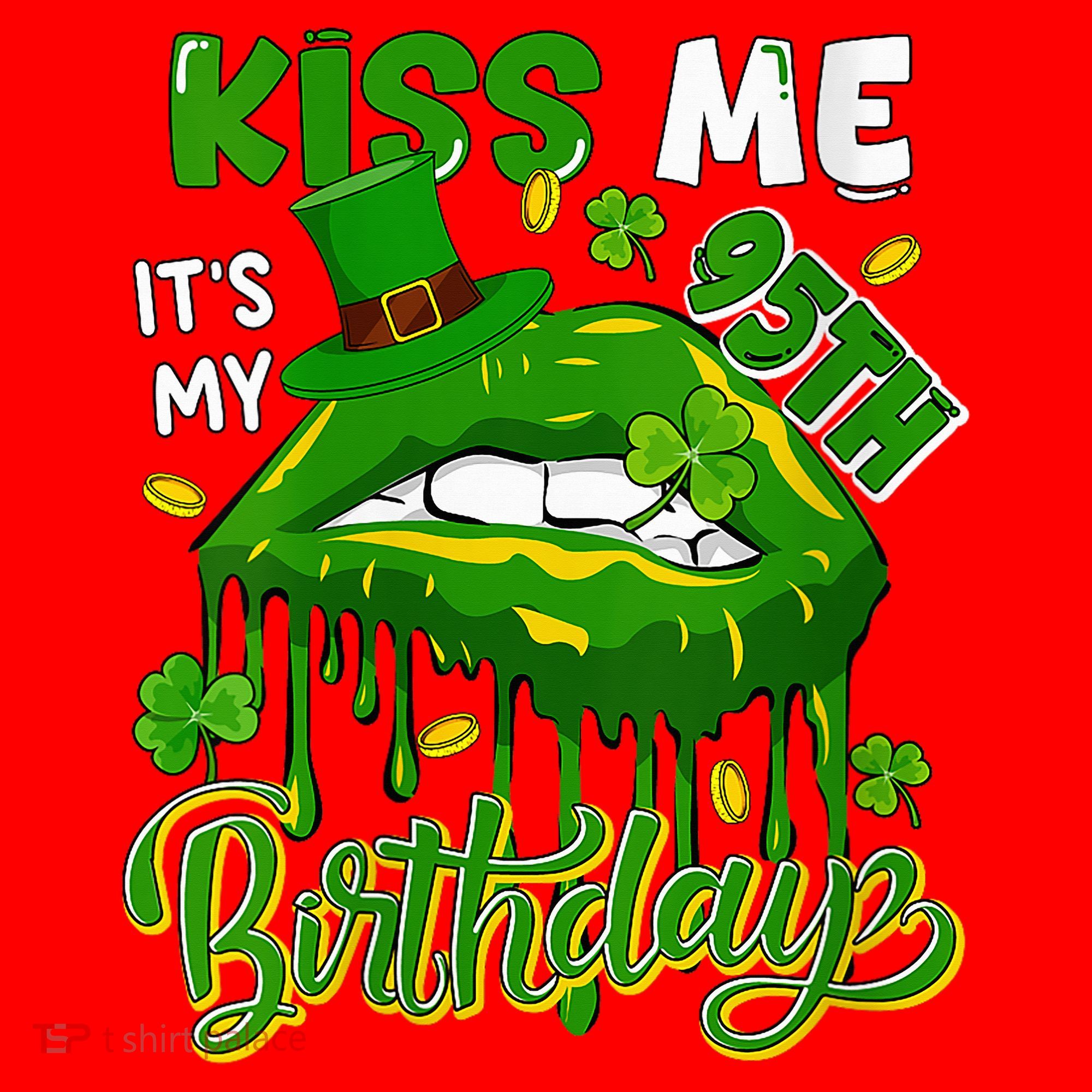 It'S My 95th Birthday St. Patrick'S Day Shamrocks Cute Lips Santa Hat