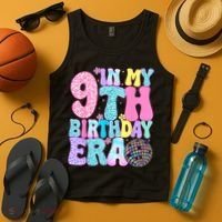 In My 9th Birthday Era Nine Bday 9 Year Old Tank Top thumb 4