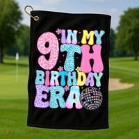 In My 9th Birthday Era Nine Bday 9 Year Old Golf Towel thumb 1