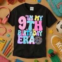 In My 9th Birthday Era Nine Bday 9 Year Old Kids T-Shirt thumb 3