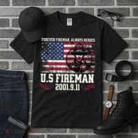 In Memory And Honor Of Firefighters Remembering 911 Tall T-Shirt thumb 3