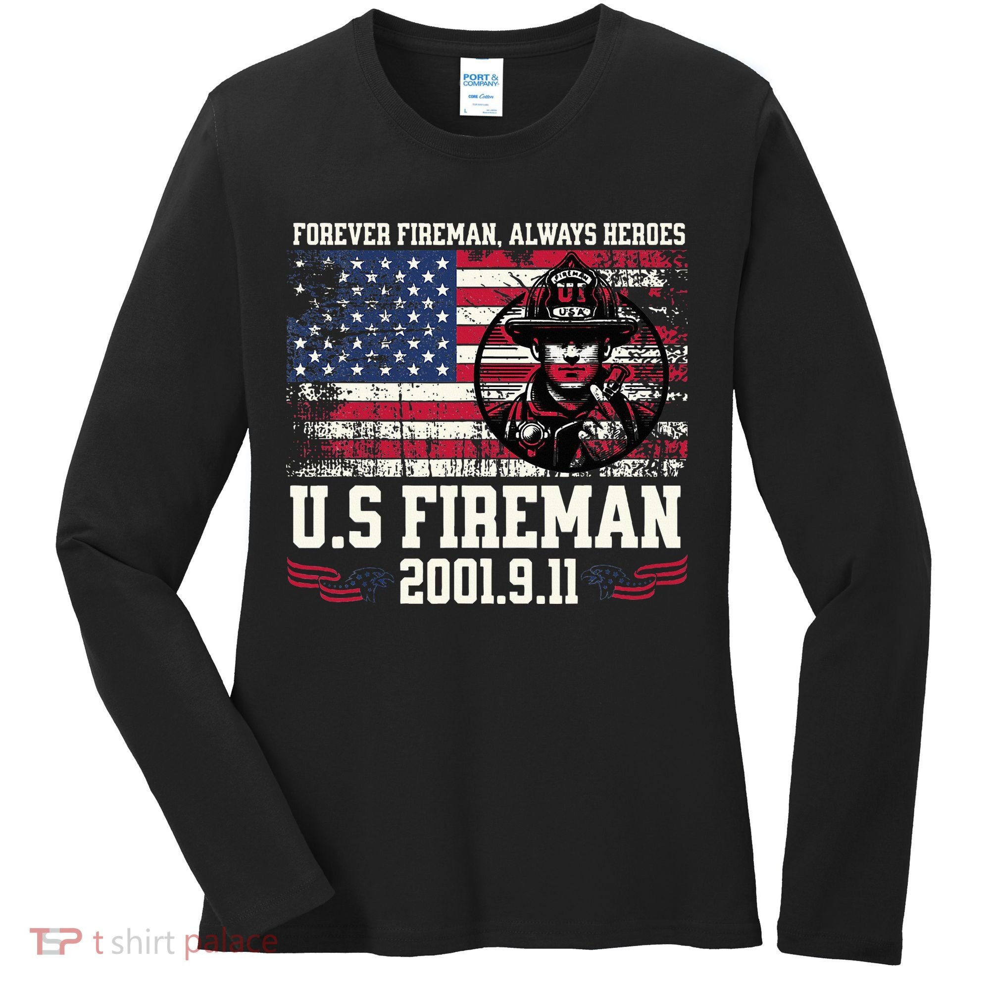 In Memory And Honor Of Firefighters Remembering 911 Women's Long Sleeve Shirt
