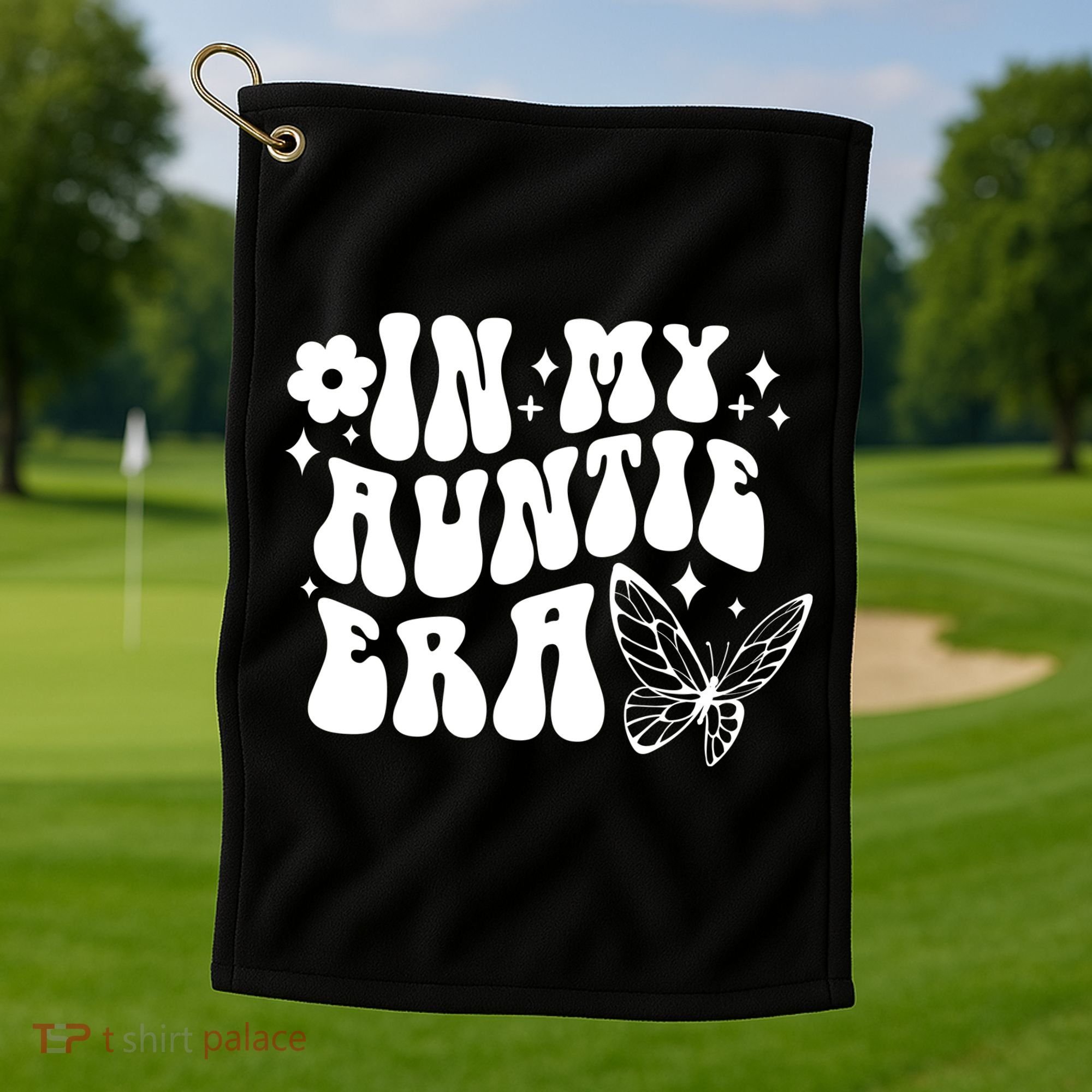 In My Auntie Era Fun Aunt Butterfly Golf Towel