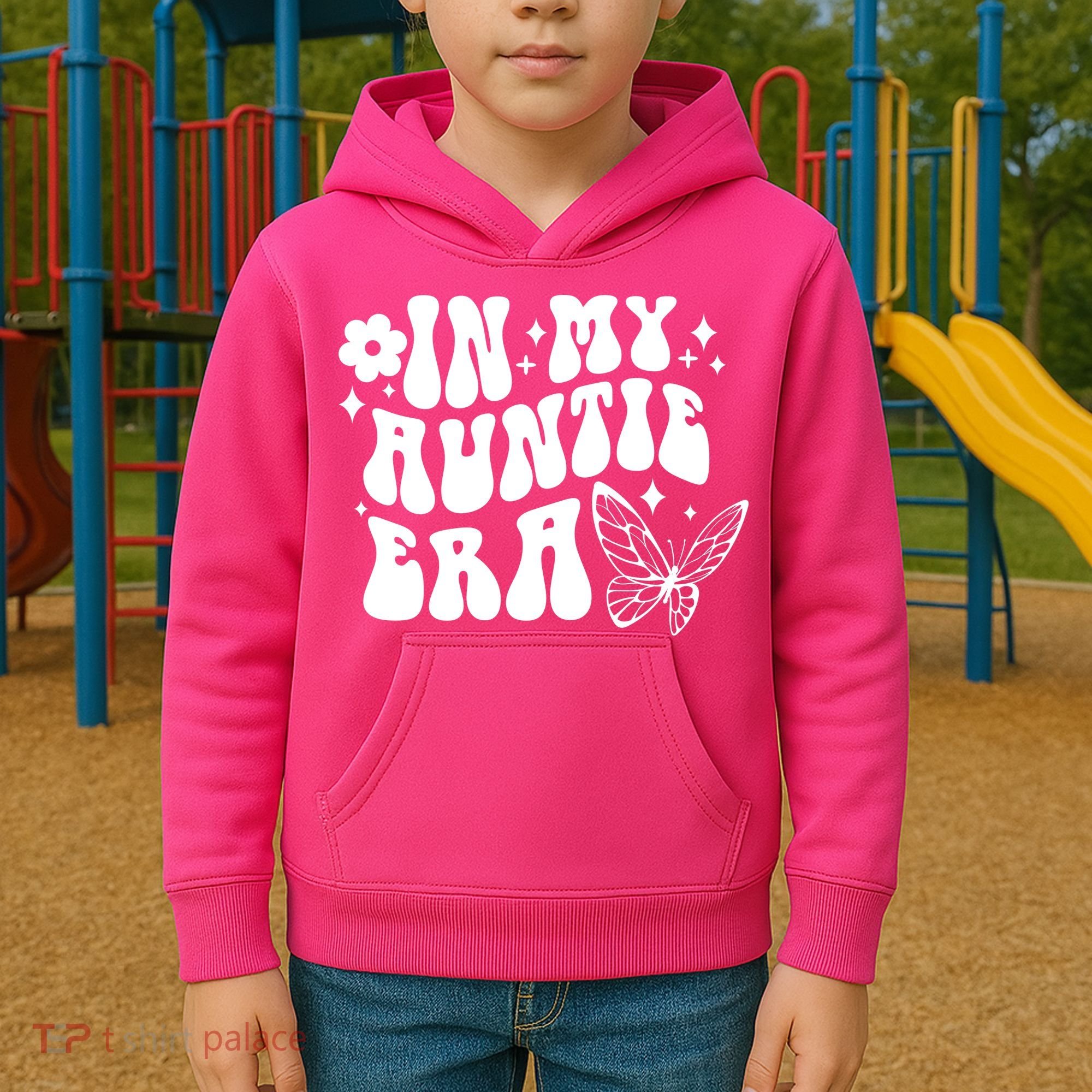 In My Auntie Era Fun Aunt Butterfly Kids Hoodie