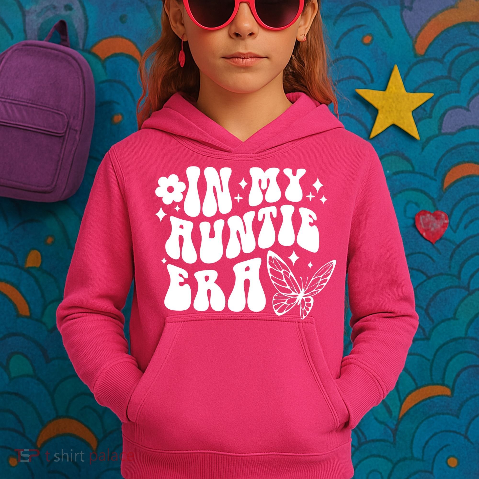 In My Auntie Era Fun Aunt Butterfly Kids Hoodie