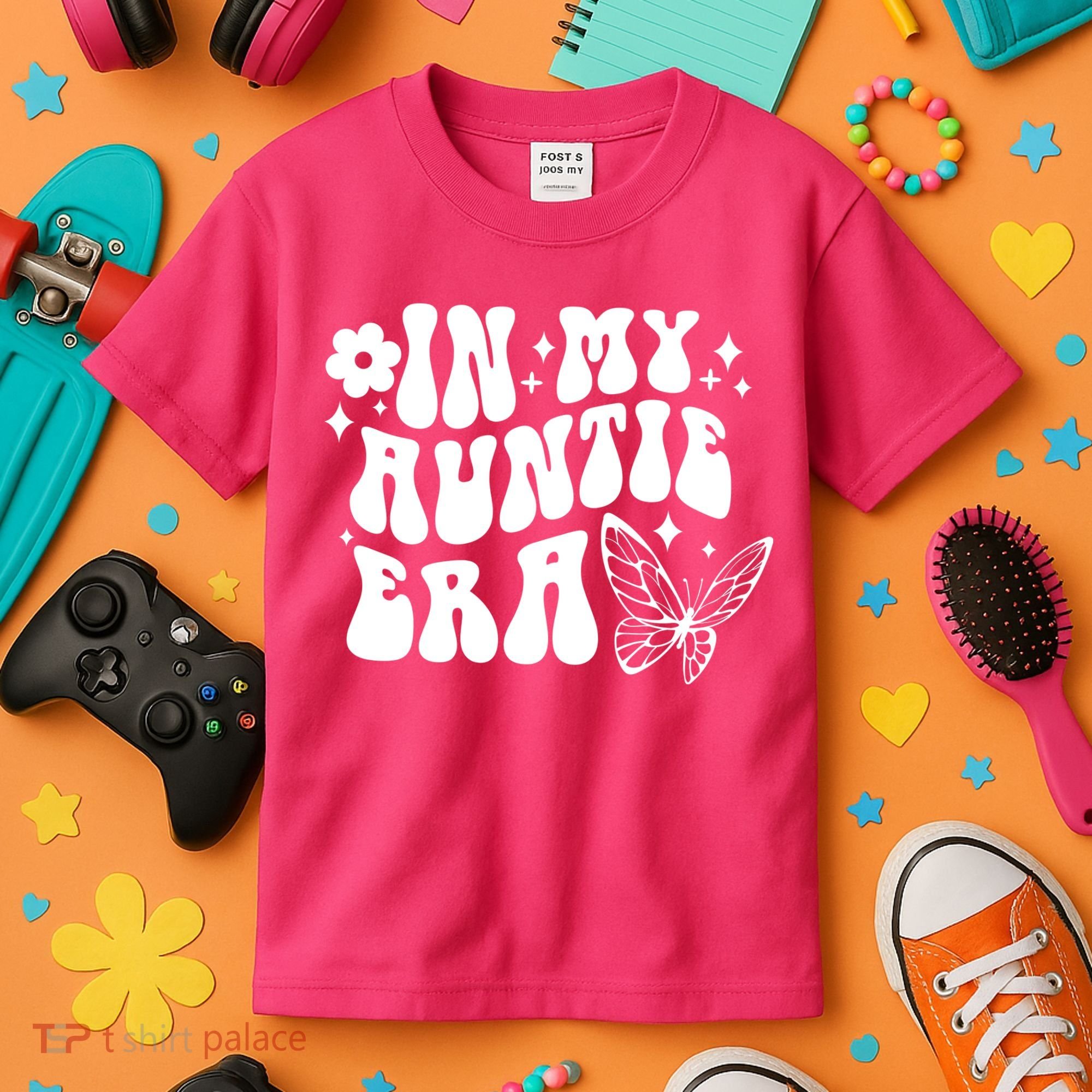 In My Auntie Era Fun Aunt Butterfly Kids T-Shirt