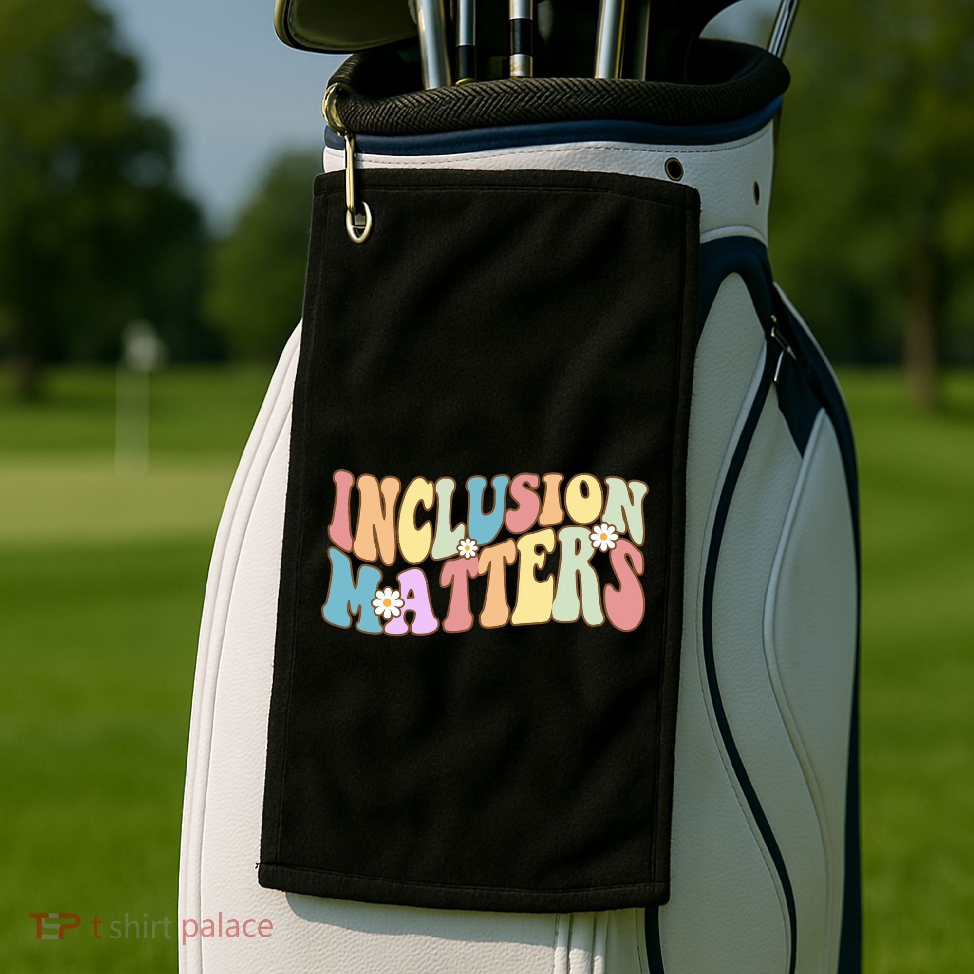 Inclusion Matters Autism Awareness Retro Floral Golf Towel