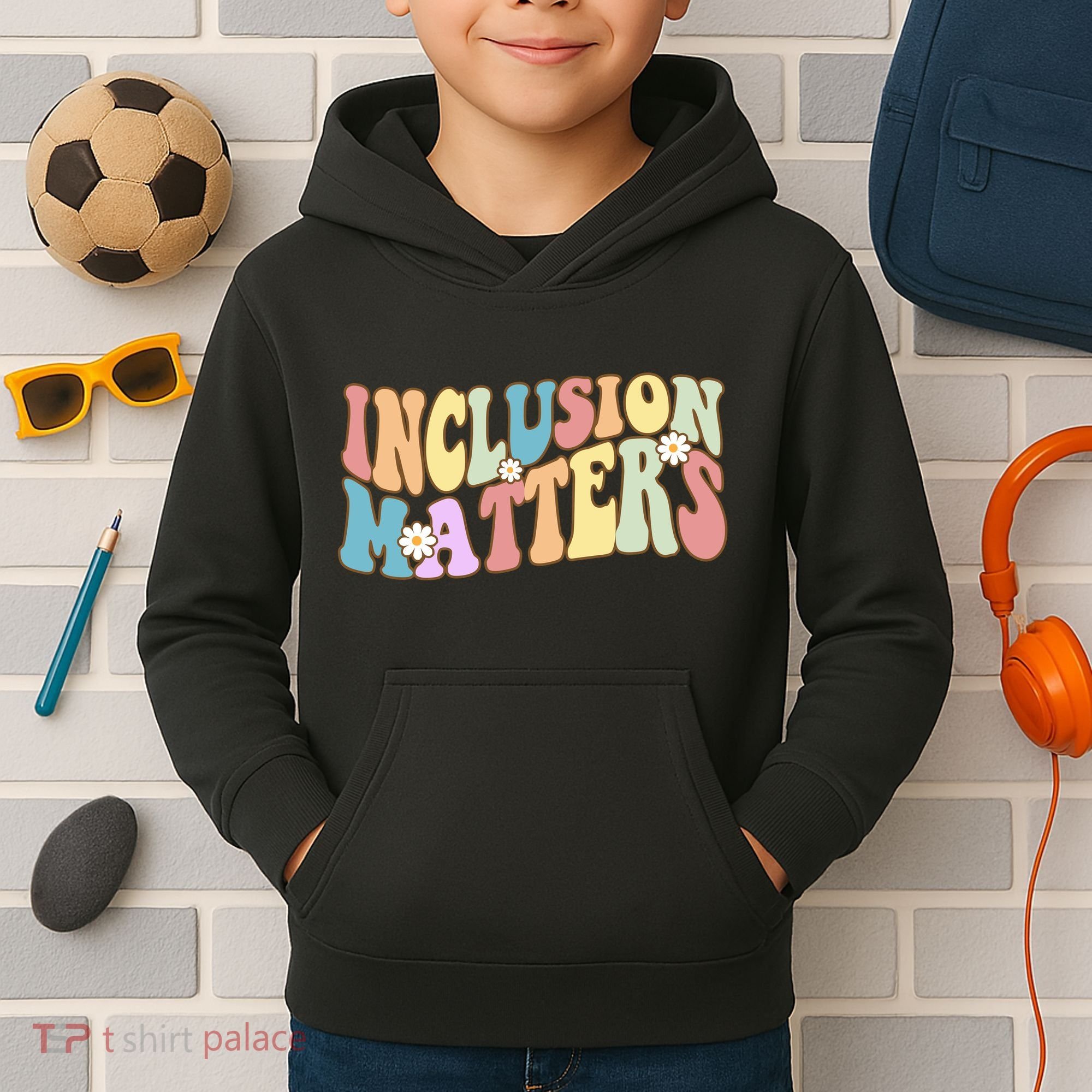 Inclusion Matters Autism Awareness Retro Floral Kids Hoodie
