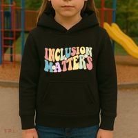 Inclusion Matters Autism Awareness Retro Floral Kids Hoodie thumb 3