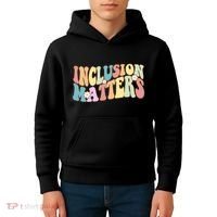 Inclusion Matters Autism Awareness Retro Floral Kids Hoodie thumb 4