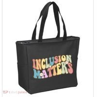 Inclusion Matters Autism Awareness Retro Floral Tote Bag thumb 2