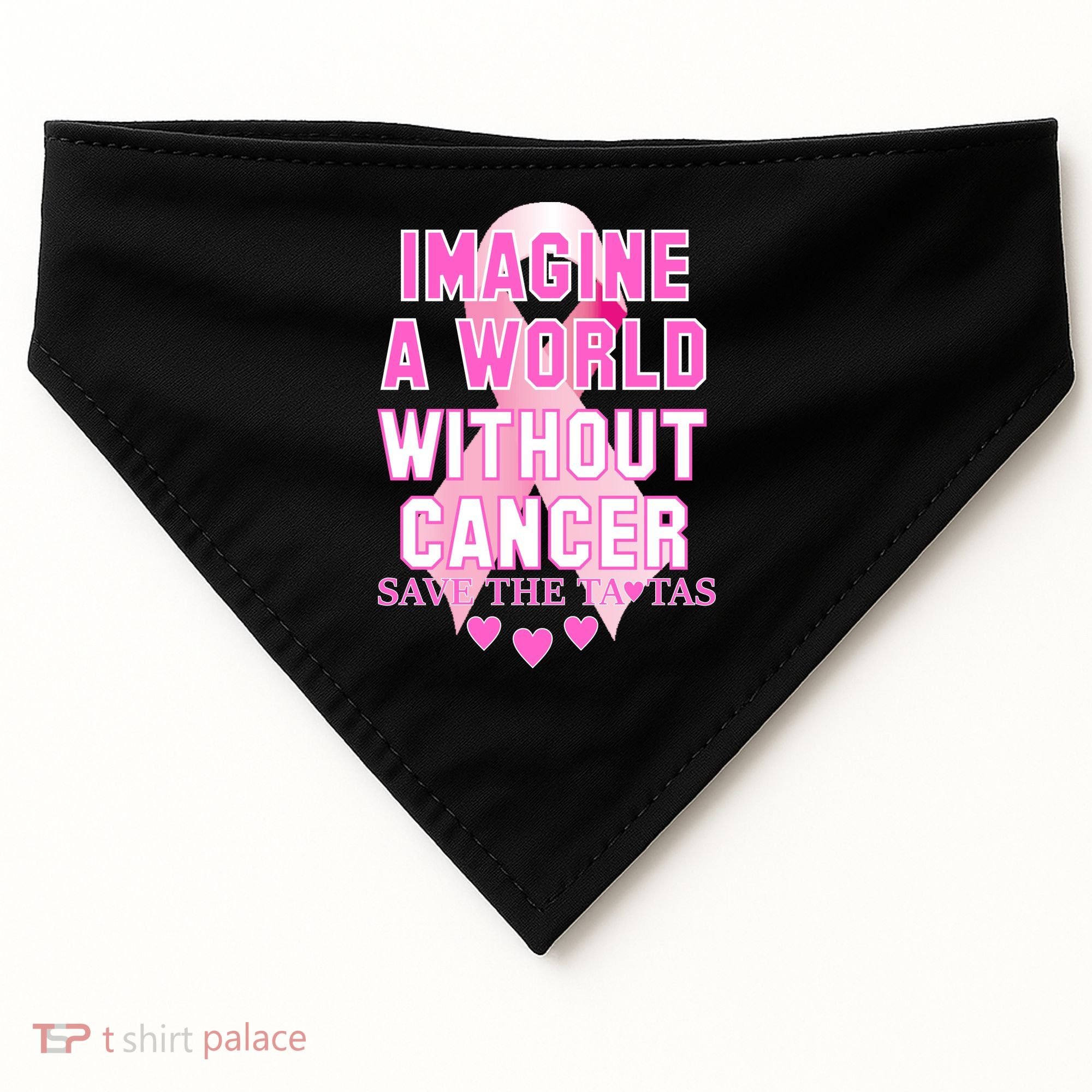 Imagine A World Without Cancer Save The Tatas USA-Made Doggie Bandana