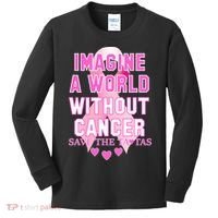 Imagine A World Without Cancer Save The Tatas Kids Long Sleeve Shirt thumb 0