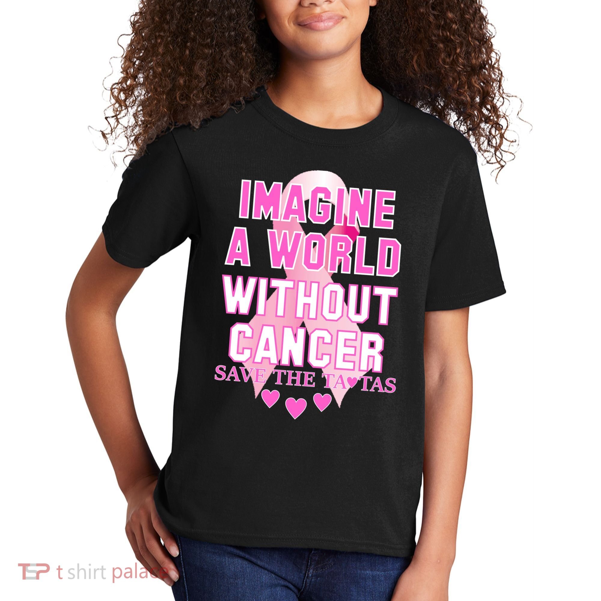 Imagine A World Without Cancer Save The Tatas Kids T-Shirt