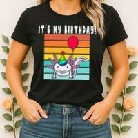 Its My Birthday Axolotl Party Hat & Balloon Women's T-Shirt thumb 2