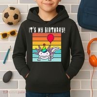 Its My Birthday Axolotl Party Hat & Balloon Kids Hoodie thumb 2