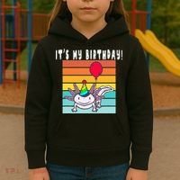 Its My Birthday Axolotl Party Hat & Balloon Kids Hoodie thumb 3