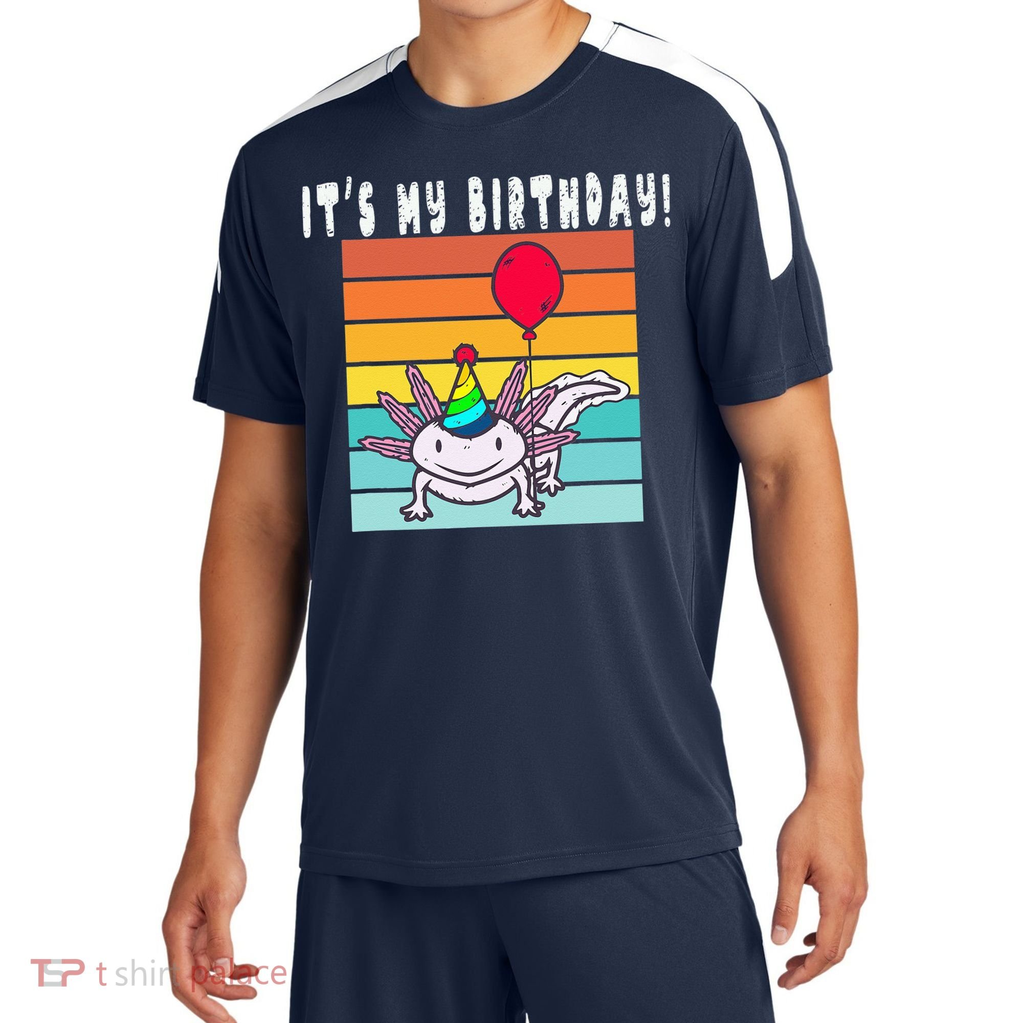 Its My Birthday Axolotl Party Hat & Balloon Sport-Tek Competitor United Soccer Jersey