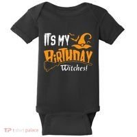 Its My Birthday Witch Halloween October Birthday Baby Bodysuit thumb 0