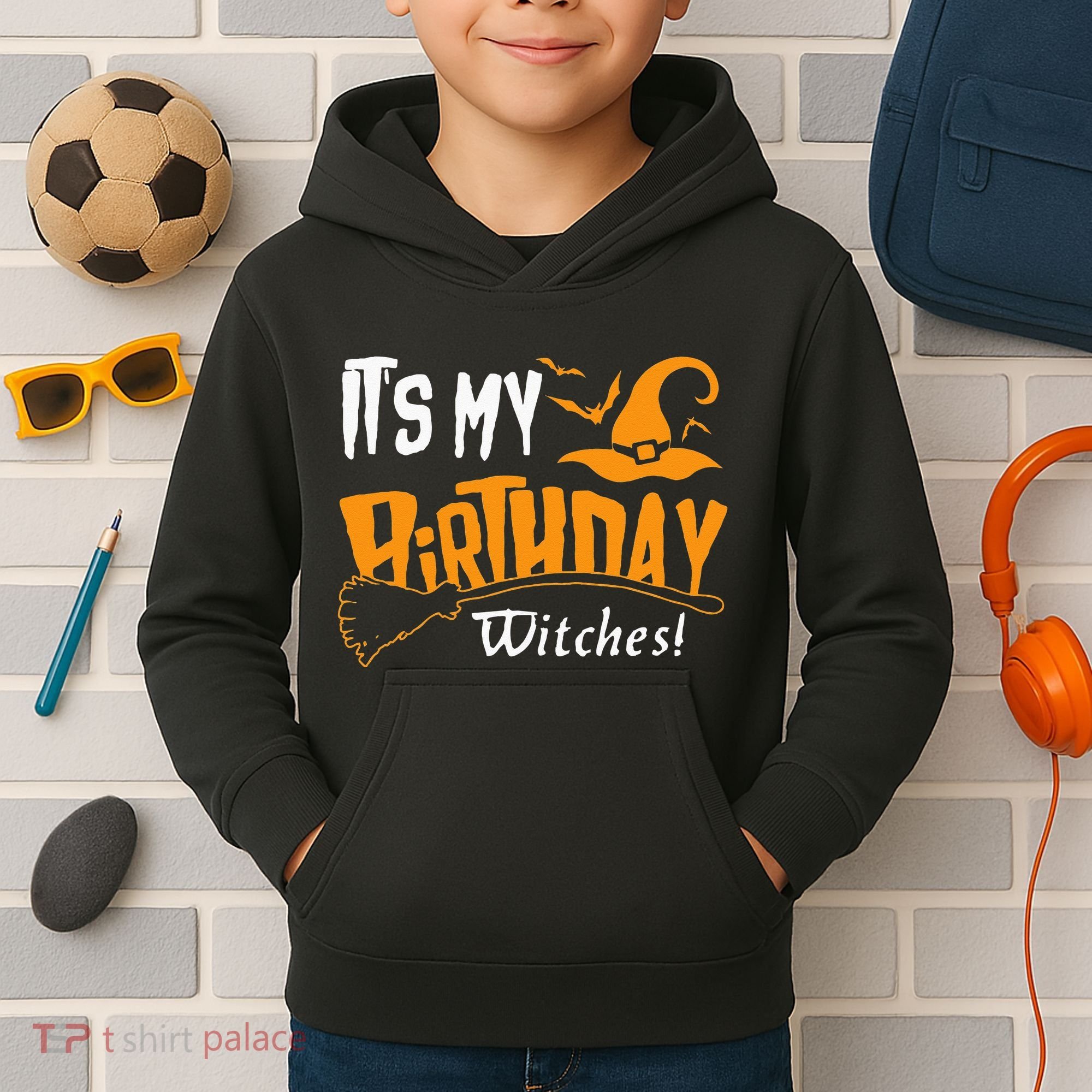 Its My Birthday Witch Halloween October Birthday Kids Hoodie