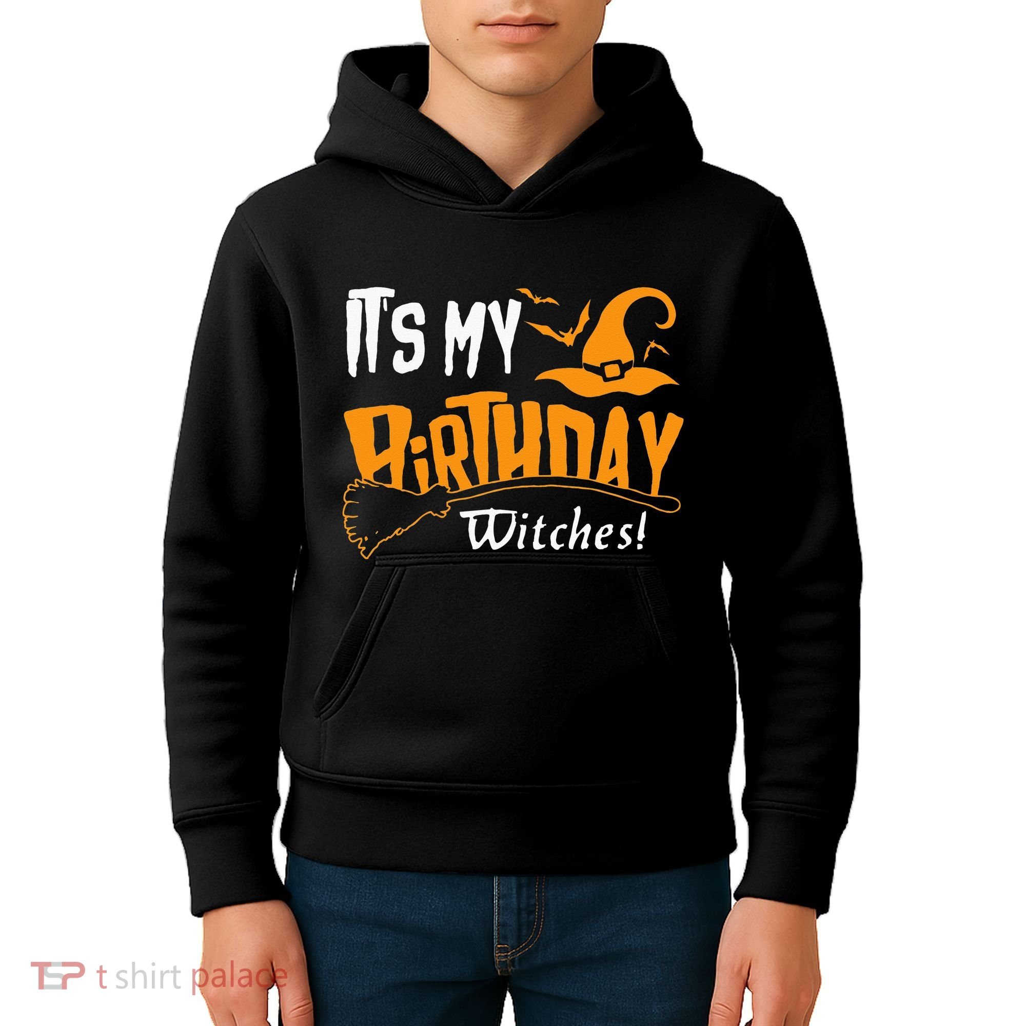 Its My Birthday Witch Halloween October Birthday Kids Hoodie