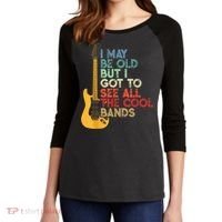 I May Be Old But I Got To See All The Cool Bands Women's Tri-Blend 3/4-Sleeve Raglan Shirt thumb 2