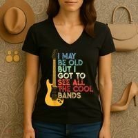 I May Be Old But I Got To See All The Cool Bands Women's V-Neck T-Shirt thumb 3