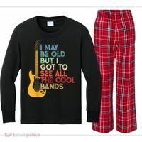 I May Be Old But I Got To See All The Cool Bands Kids Long Sleeve Plaid Pajama Set thumb 0
