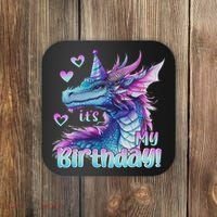 It's My Birthday Dragon Party Cute Dragons Lover Theme Coaster thumb 0