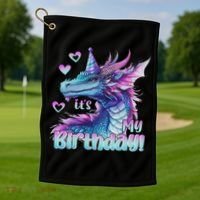 It's My Birthday Dragon Party Cute Dragons Lover Theme Golf Towel thumb 1