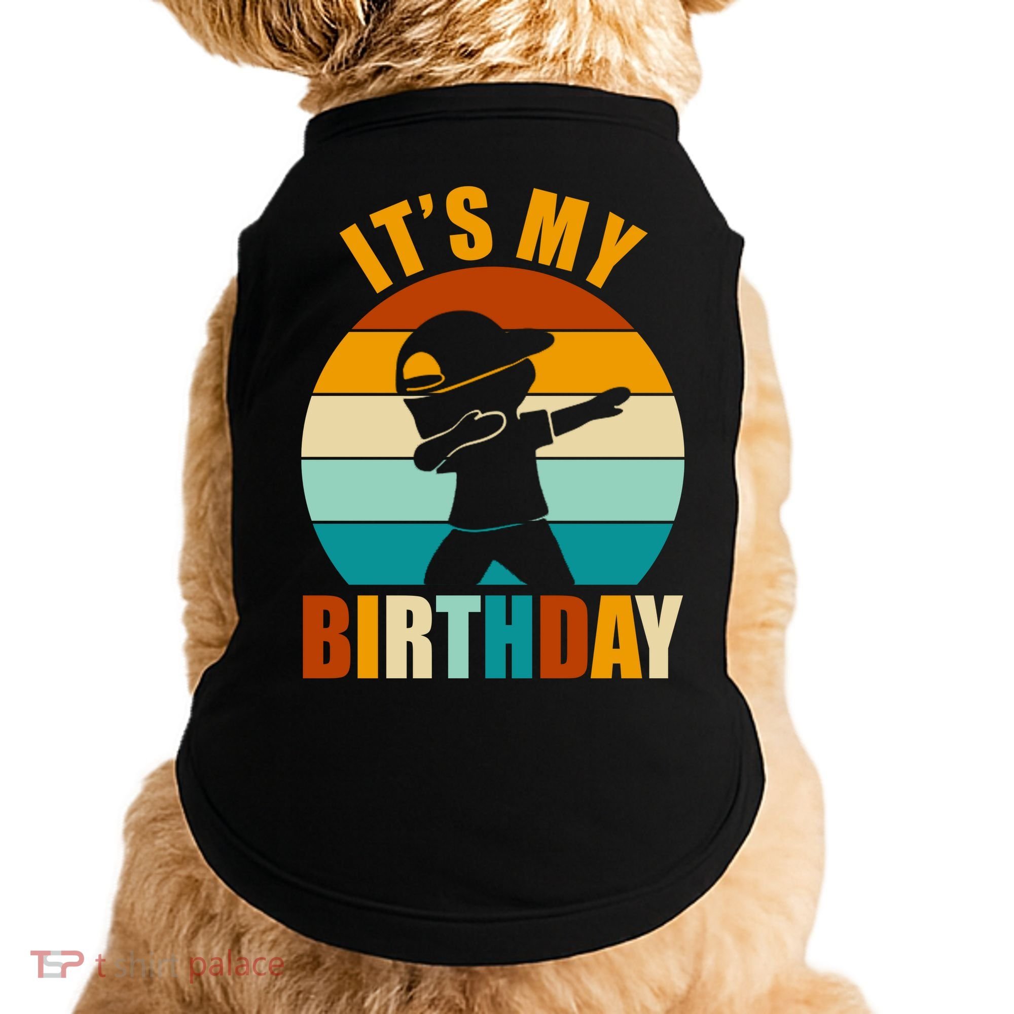 Its My Birthday Dab Retro Sunset Doggie Tank