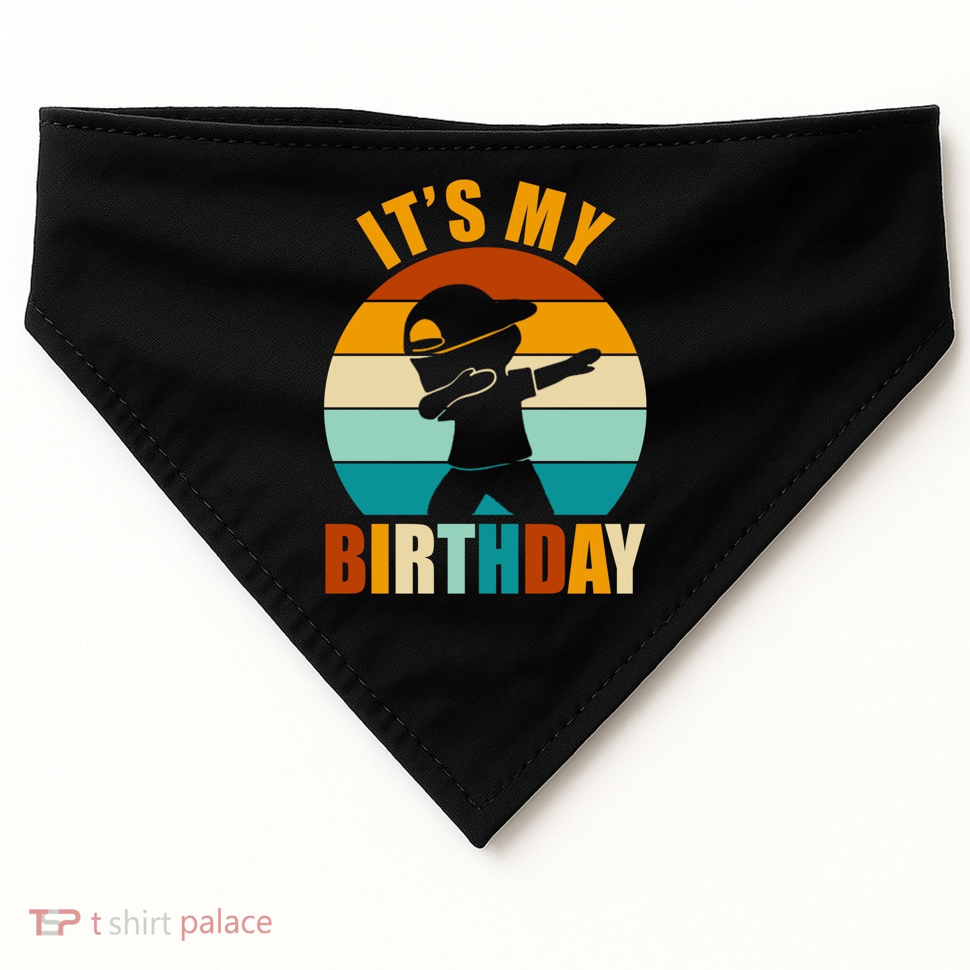 Its My Birthday Dab Retro Sunset USA-Made Doggie Bandana