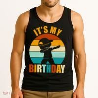 Its My Birthday Dab Retro Sunset Tank Top thumb 3