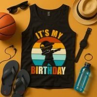 Its My Birthday Dab Retro Sunset Tank Top thumb 4