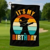 Its My Birthday Dab Retro Sunset Golf Towel thumb 1