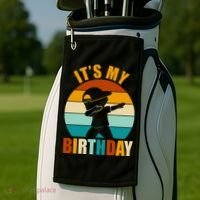Its My Birthday Dab Retro Sunset Golf Towel thumb 2