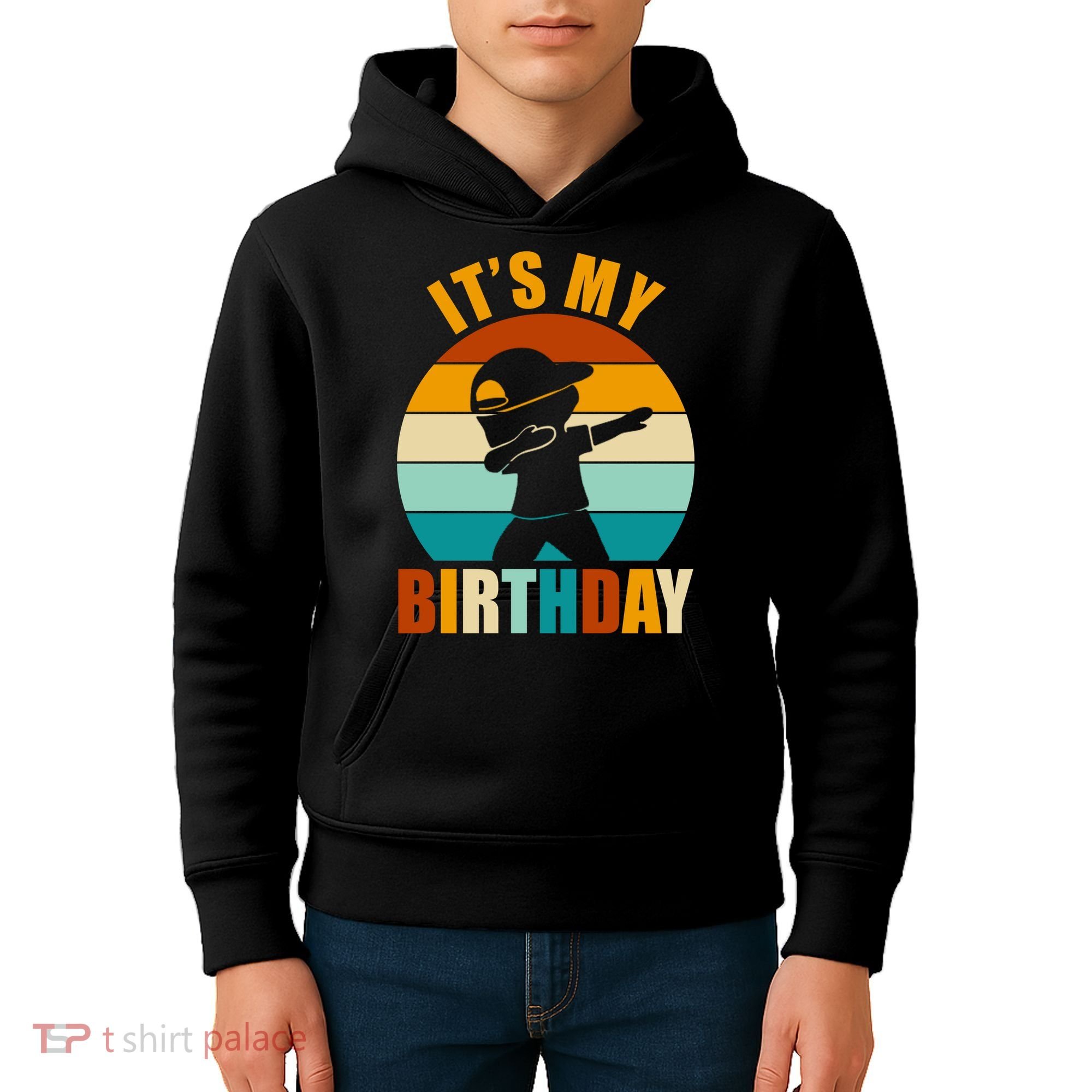 Its My Birthday Dab Retro Sunset Kids Hoodie