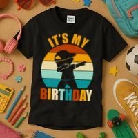 Its My Birthday Dab Retro Sunset Kids T-Shirt thumb 3