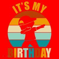 Its My Birthday Dab Retro Sunset Santa Hat thumb 1