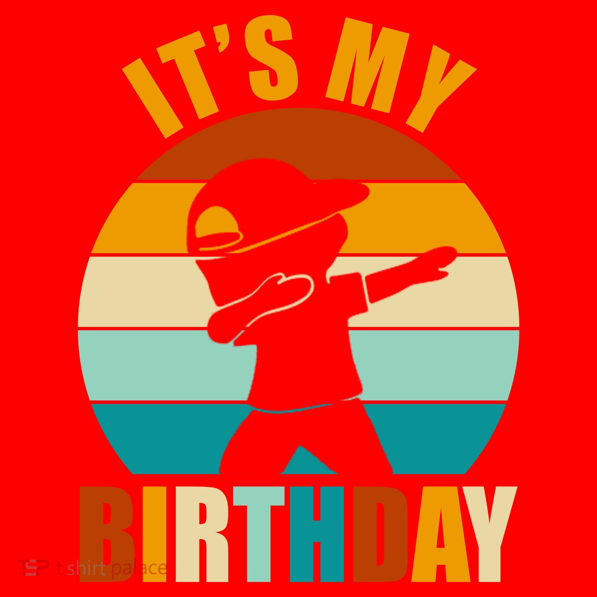 Its My Birthday Dab Retro Sunset Santa Hat