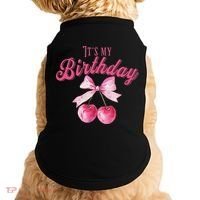 Its My Birthday Girl Coquette Cherry Bow Girly Bday Doggie Tank thumb 0