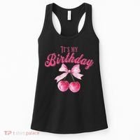 Its My Birthday Girl Coquette Cherry Bow Girly Bday Women's Tank Top thumb 0