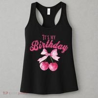 Its My Birthday Girl Coquette Cherry Bow Girly Bday Women's Tank Top thumb 3
