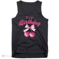 Its My Birthday Girl Coquette Cherry Bow Girly Bday Tank Top thumb 0