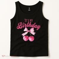 Its My Birthday Girl Coquette Cherry Bow Girly Bday Tank Top thumb 2