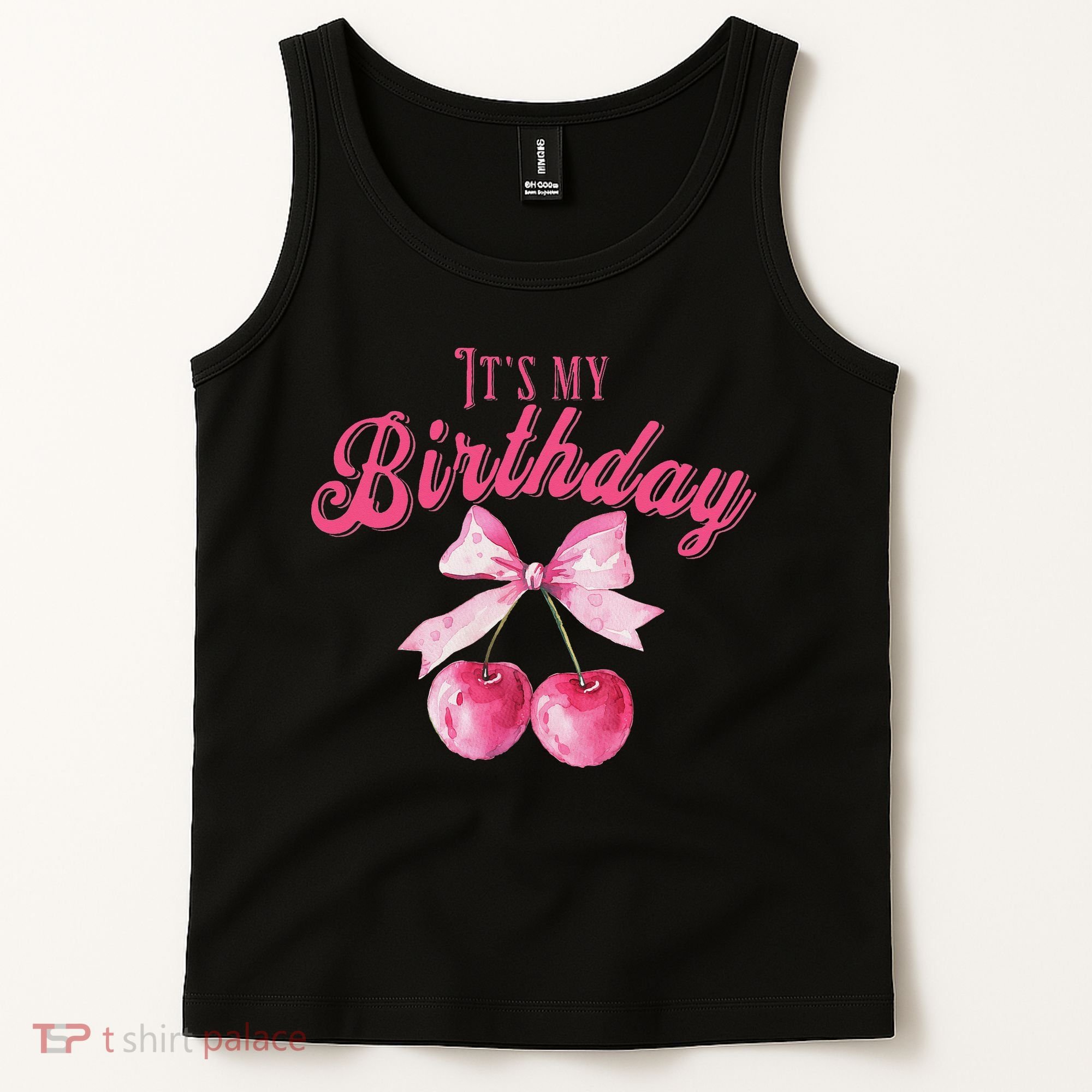 Its My Birthday Girl Coquette Cherry Bow Girly Bday Tank Top