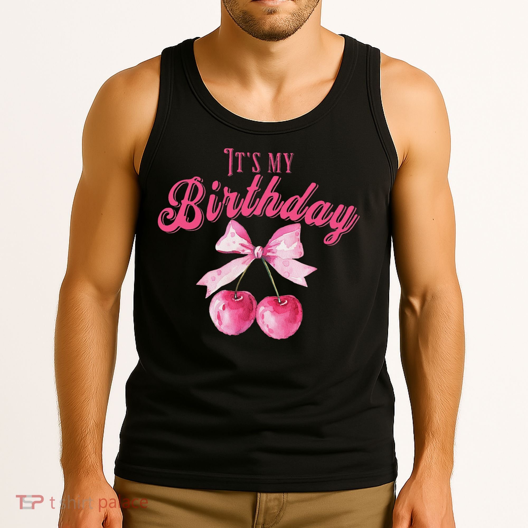 Its My Birthday Girl Coquette Cherry Bow Girly Bday Tank Top