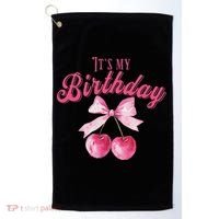 Its My Birthday Girl Coquette Cherry Bow Girly Bday Golf Towel thumb 0