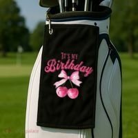 Its My Birthday Girl Coquette Cherry Bow Girly Bday Golf Towel thumb 2